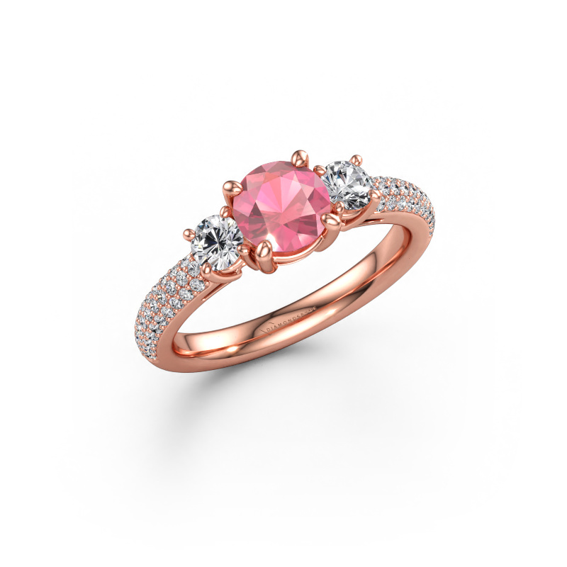 Bild av Förlovningsring Marielle RND 585 roséguld Rosa turmalin 6 mm