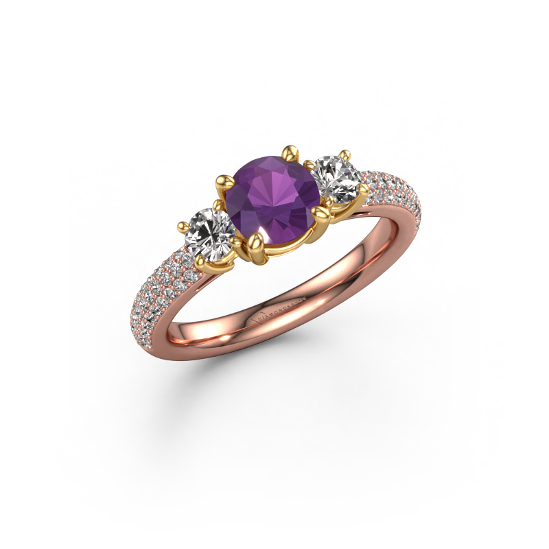 Image de Bague de fiançailles Marielle RND 585 or rose Améthyste 6 mm