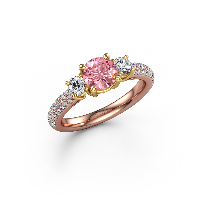 Image of Engagement ring Marielle RND 585 rose gold Pink lab grown diamond 6 mm