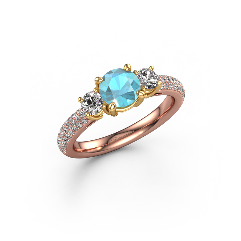 Bild von Verlobungsring Marielle RND 585 Roségold Blau Topas 6 mm