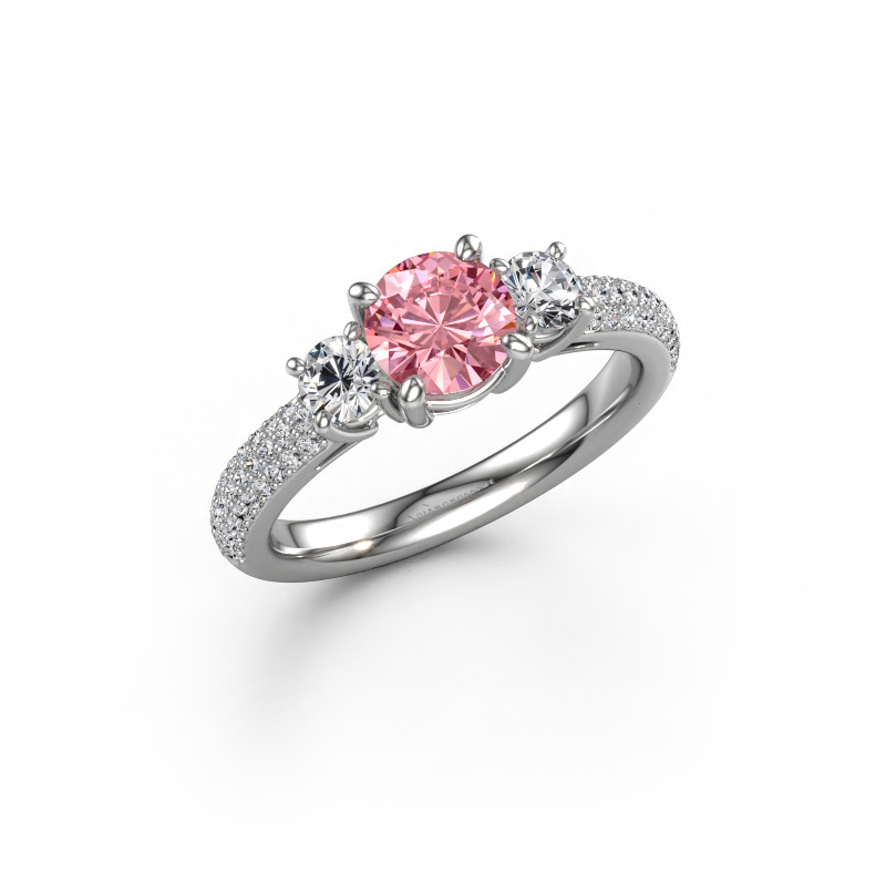 Image of Engagement ring Marielle RND 950 platinum Pink lab grown diamond 6 mm