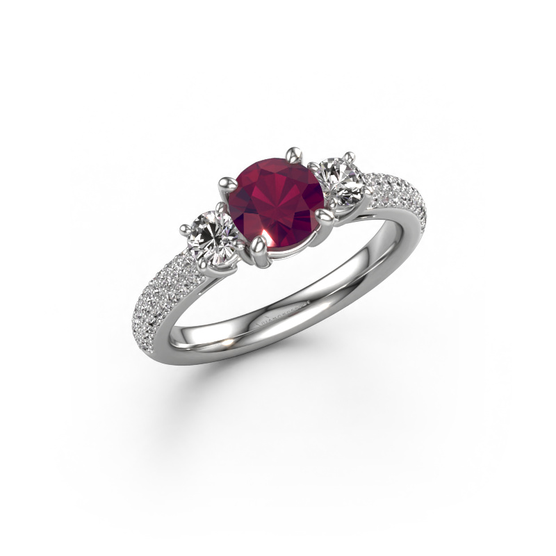 Image de Bague de fiançailles Marielle RND 950 platine Rhodolite 6 mm