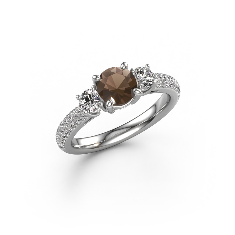 Image of Engagement ring Marielle RND 950 platinum Smokey quartz 6 mm