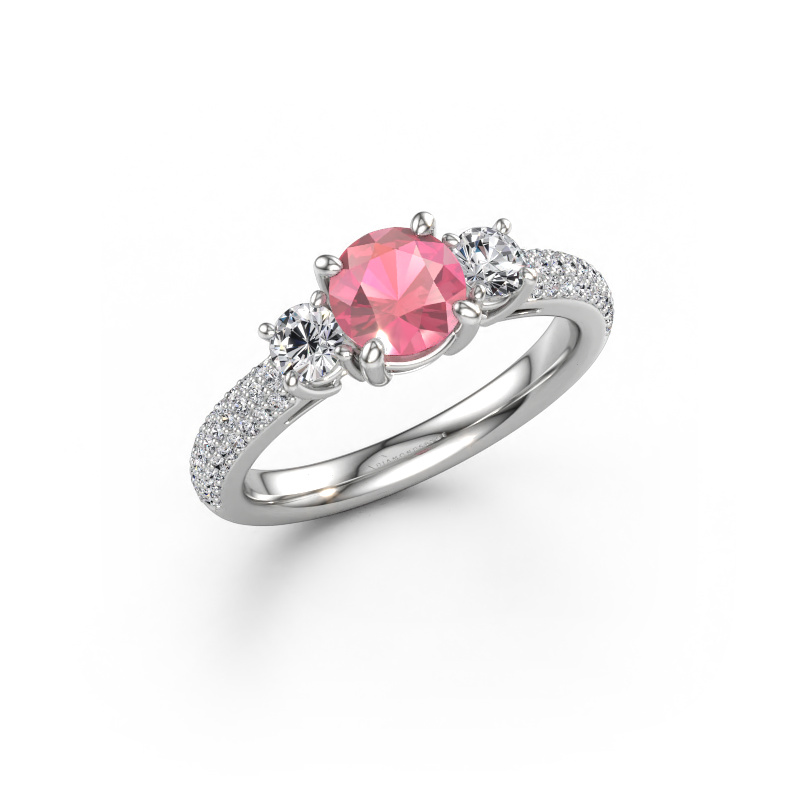 Bild av Förlovningsring Marielle RND 585 vitt guld Rosa turmalin 6 mm