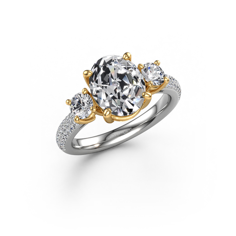 Image de Bague de fiançailles Marielle OVL 585 or blanc Diamant synthétique 3.48 crt