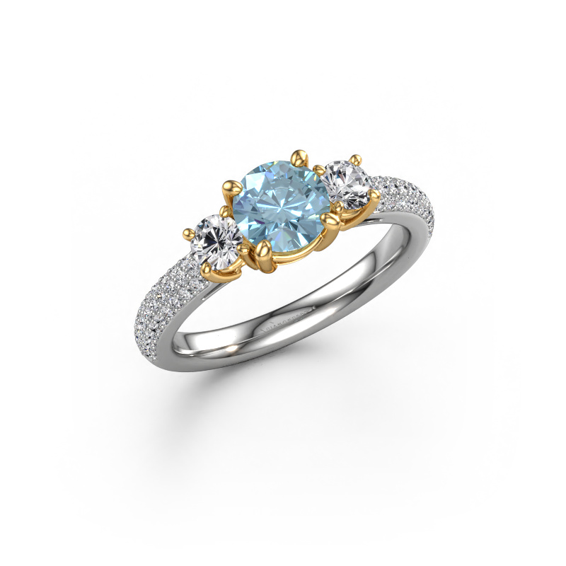 Image of Engagement ring Marielle RND 585 white gold Blue lab grown diamond 6 mm