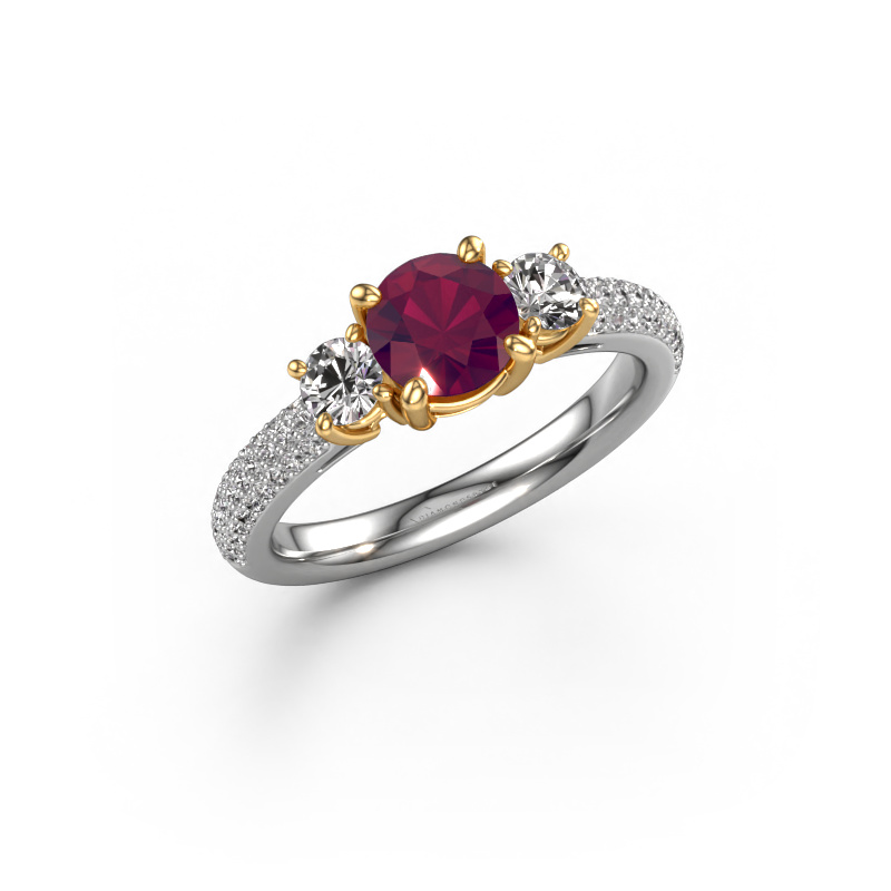 Image of Engagement ring Marielle RND 585 white gold Rhodolite 6 mm