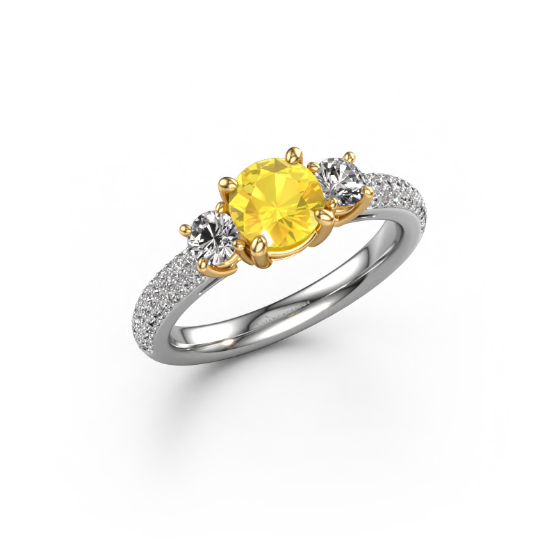 Image of Engagement ring Marielle RND 585 white gold Yellow sapphire 6 mm