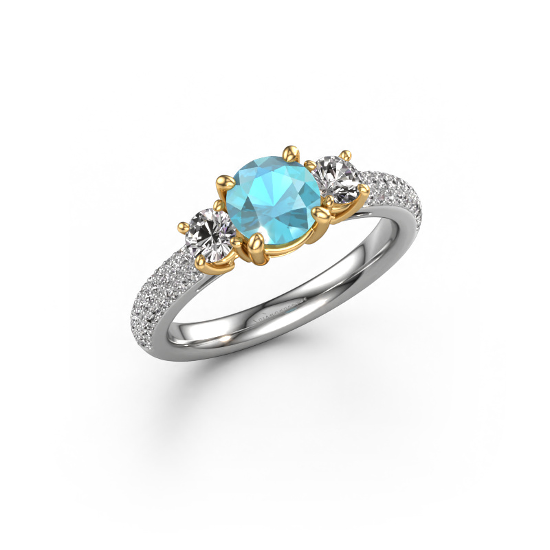 Image of Engagement ring Marielle RND 585 white gold Blue topaz 6 mm