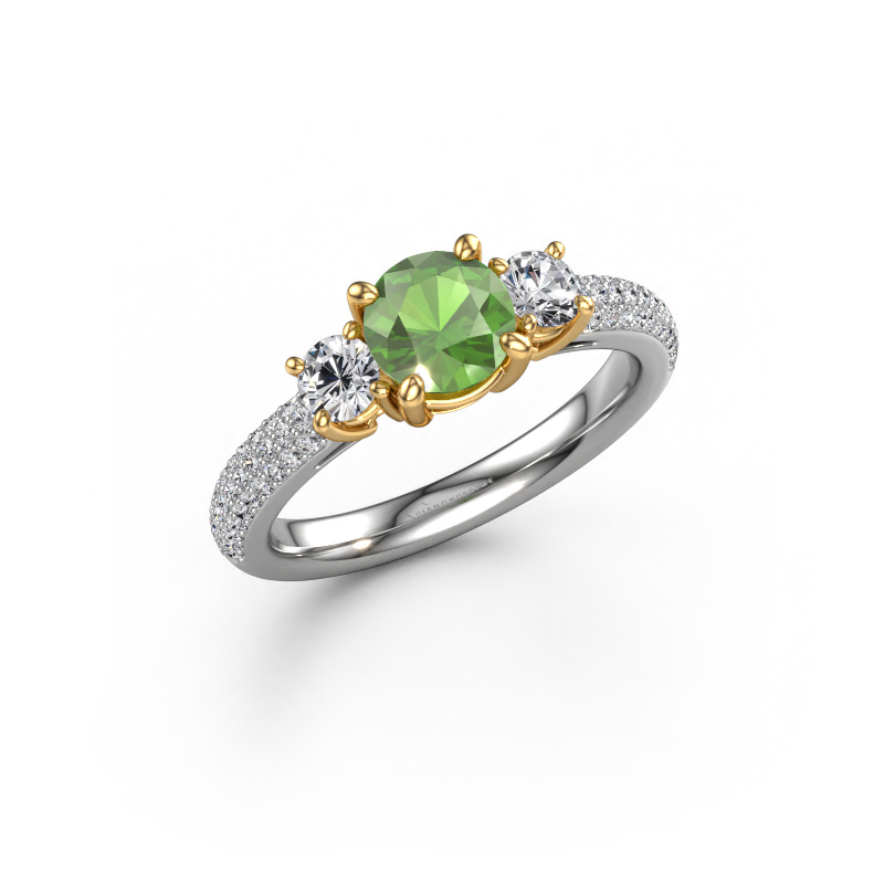 Bild von Verlobungsring Marielle RND 585 Weißgold Turmalin grün 6 mm
