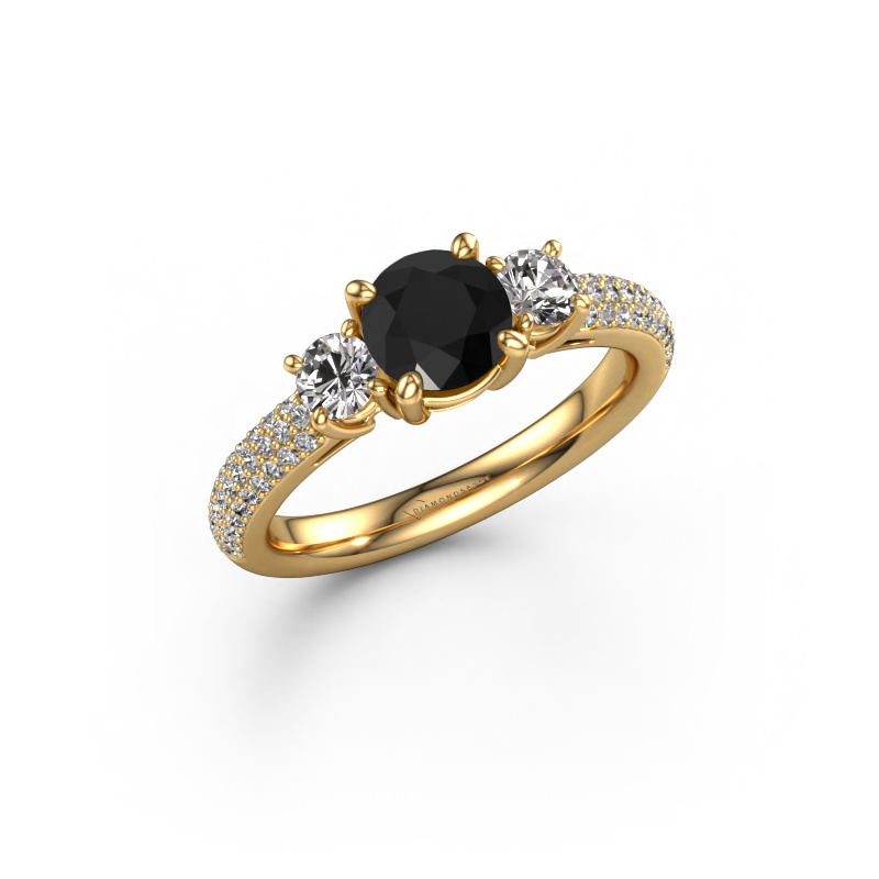 Image de Bague de fiançailles Marielle RND 585 or jaune Diamant noir 1.63 crt