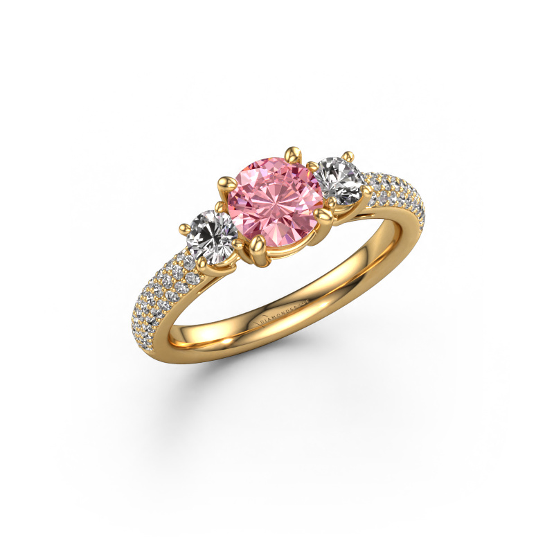 Image of Engagement ring Marielle RND 585 gold Pink lab grown diamond 6 mm