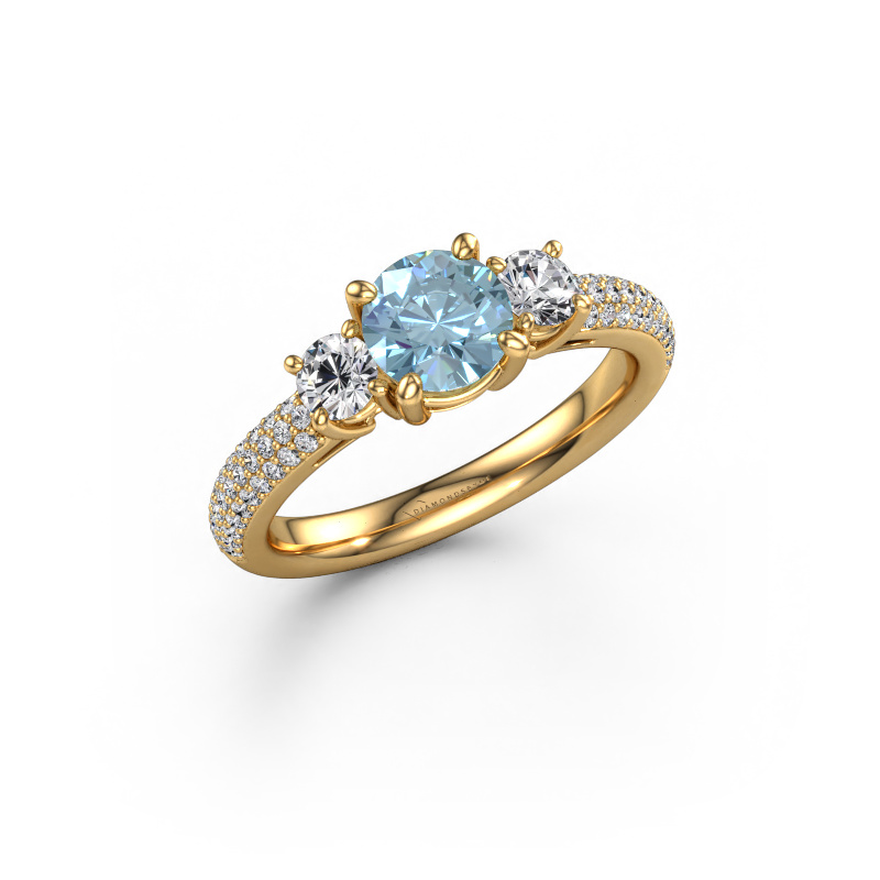 Image of Engagement ring Marielle RND 585 gold Blue lab grown diamond 6 mm