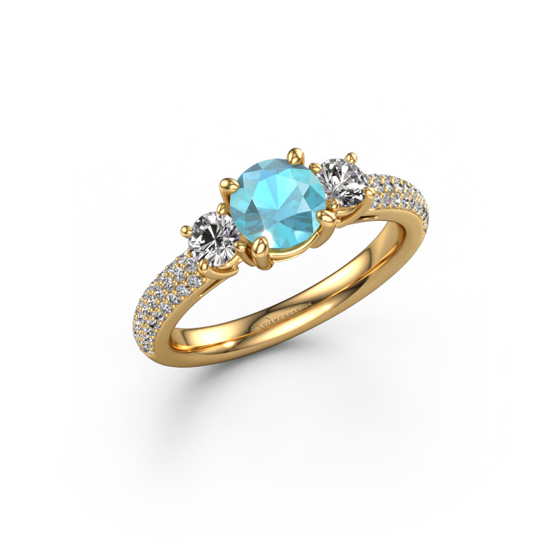 Image of Engagement ring Marielle RND 585 gold Blue topaz 6 mm