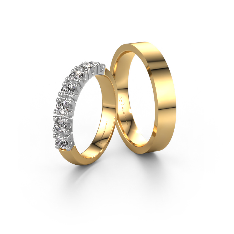 Bild von Eheringe set Marigold ±3x2.4 mm 14 Karat Gold Lab-grown Diamant 0.10 crt