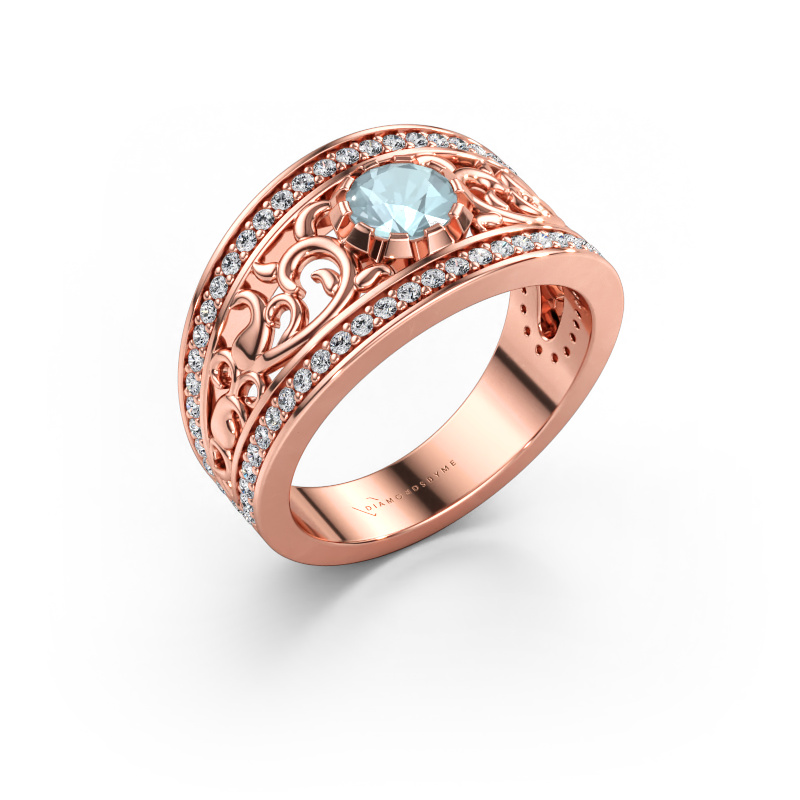 Immagine di Anello Marilee 585 oro rosa Acquamarina 5 mm