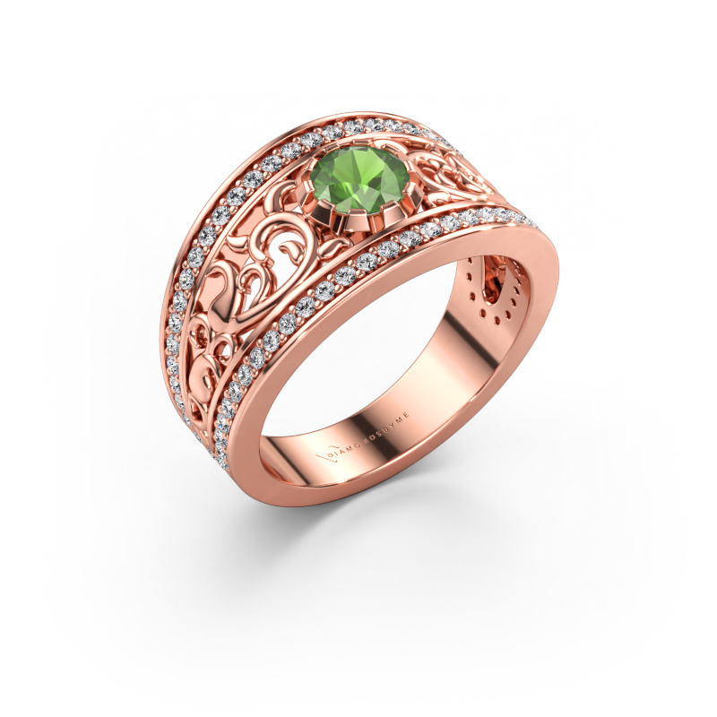 Immagine di Anello Marilee 585 oro rosa Tormalina verde 5 mm