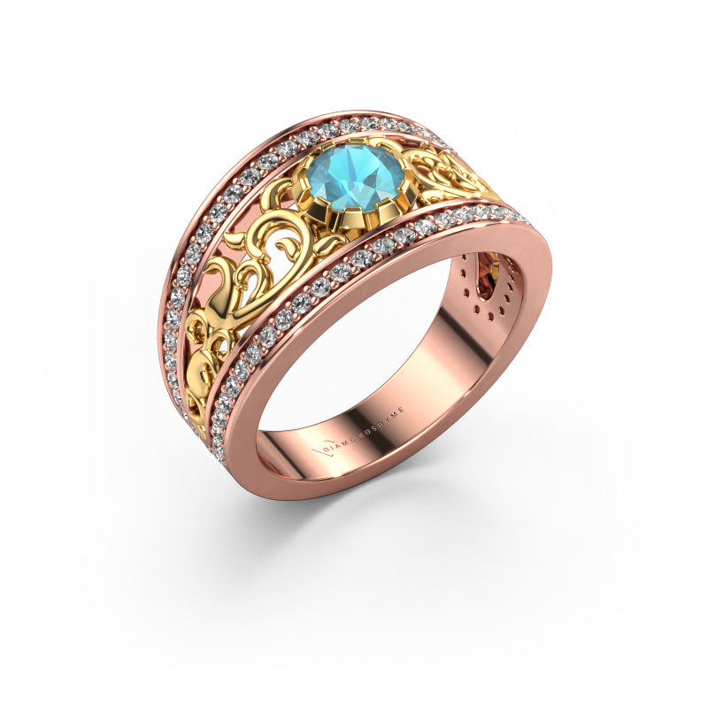 Bild von Ring Marilee 585 Roségold Blau Topas 5 mm
