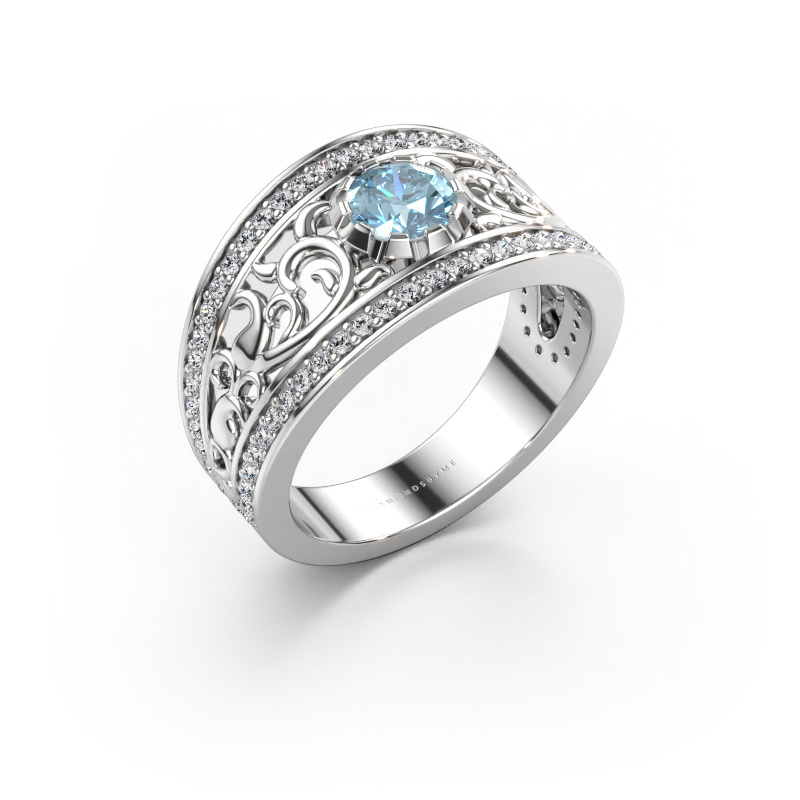Immagine di Anello Marilee 585 oro bianco Diamante lab grown blu 5 mm