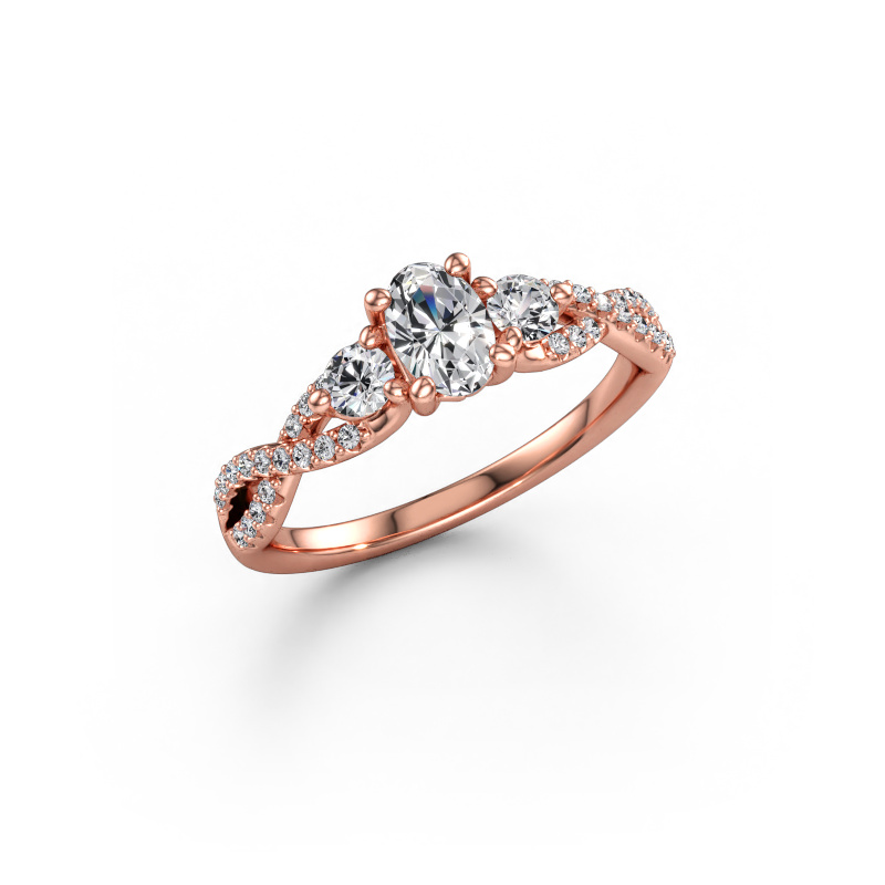 Bild av Förlovningsring Marilou OVL 585 roséguld Labbodlad diamant 0.76 crt