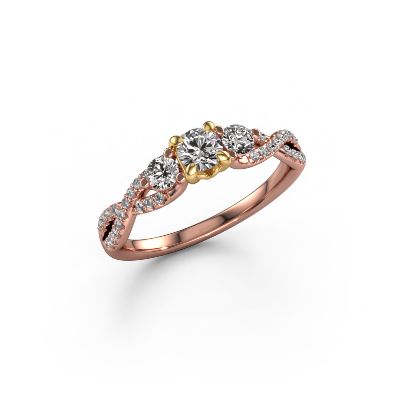 Image de Bague de fiançailles Marilou RND 585 or rose Diamant 0.61 crt