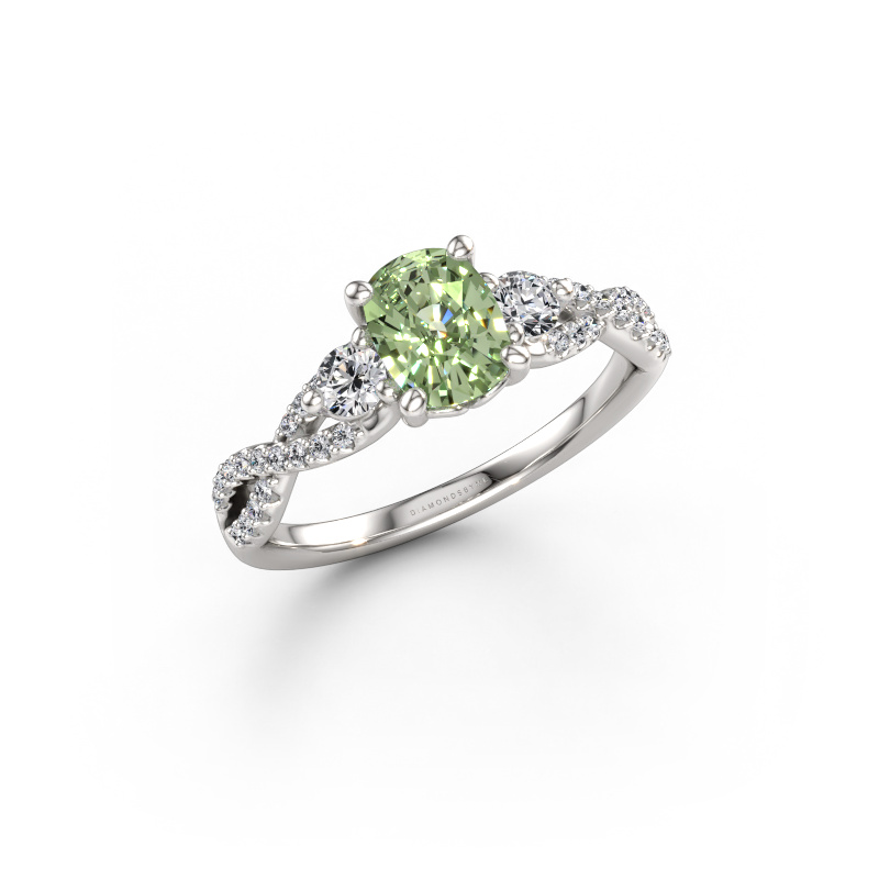 Bild av Förlovningsring Marilou CSH 950 platina Grön labbodlad diamant 7.4x5.8 mm