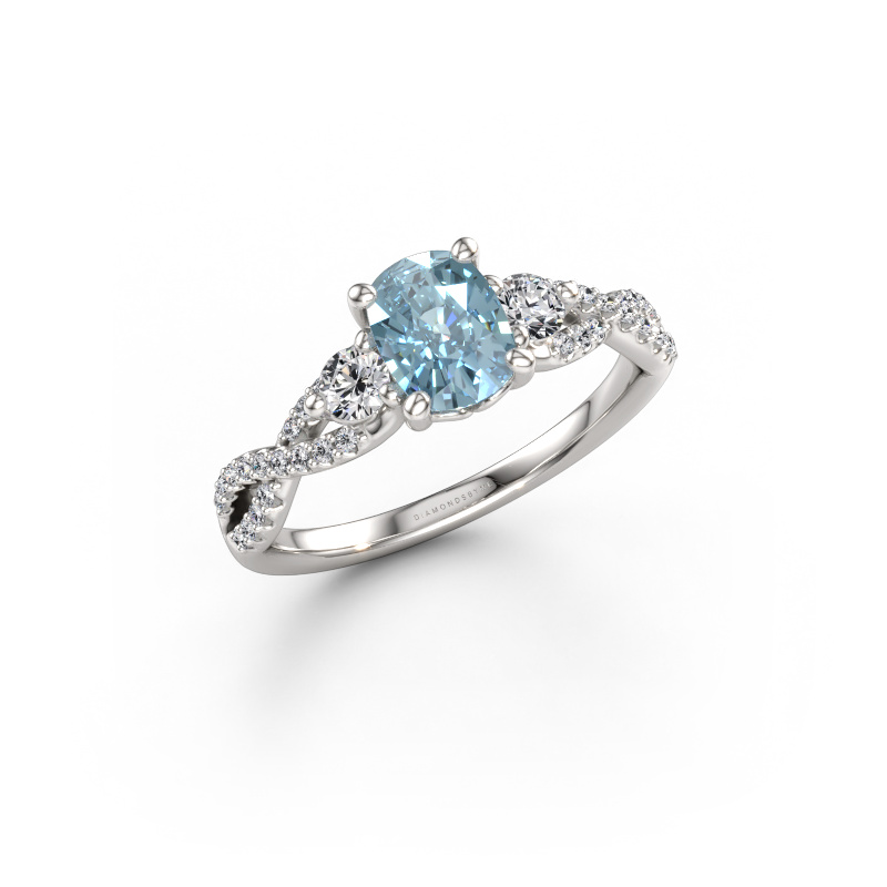 Immagine di Anello di fidanzamento Marilou CSH 585 oro bianco Diamante lab grown blu 7.4x5.8 mm
