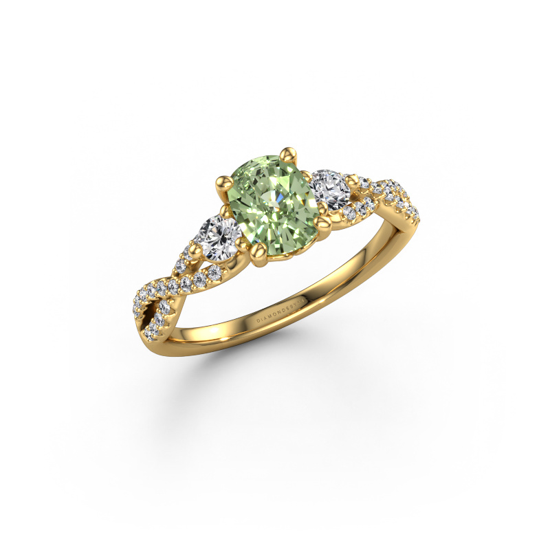 Image of Engagement ring Marilou CSH 585 gold Green lab grown diamond 7.4x5.8 mm