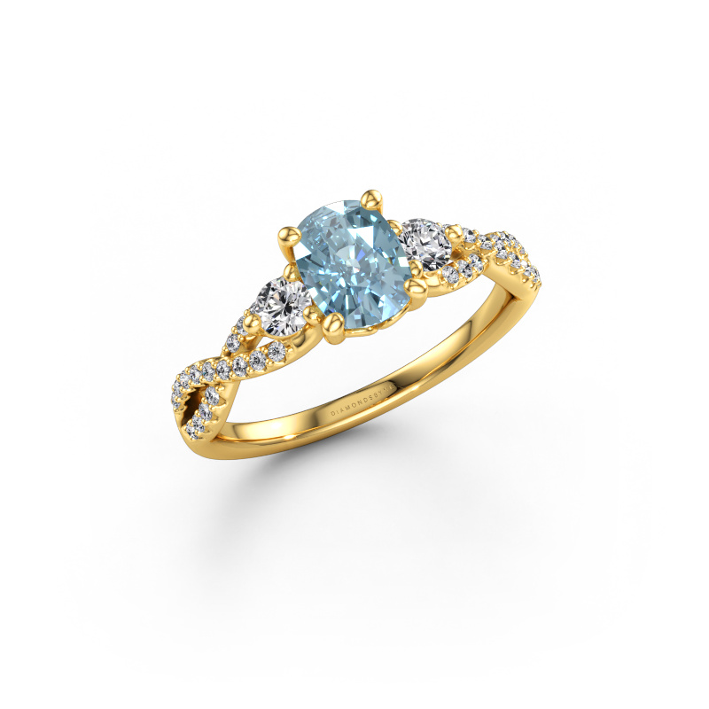 Image of Engagement ring Marilou CSH 585 gold Blue lab grown diamond 7.4x5.8 mm
