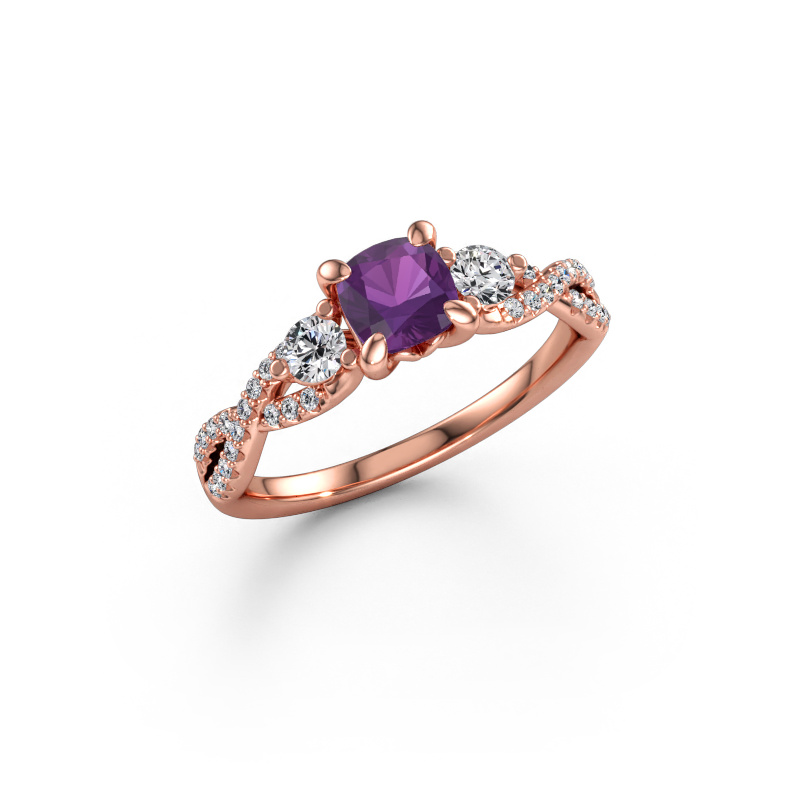 Immagine di Anello di fidanzamento Marilou CUS 585 oro rosa Ametista 5 mm