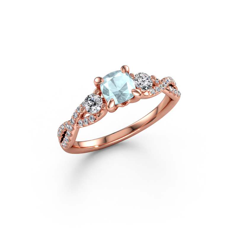 Immagine di Anello di fidanzamento Marilou CUS 585 oro rosa Acquamarina 5 mm