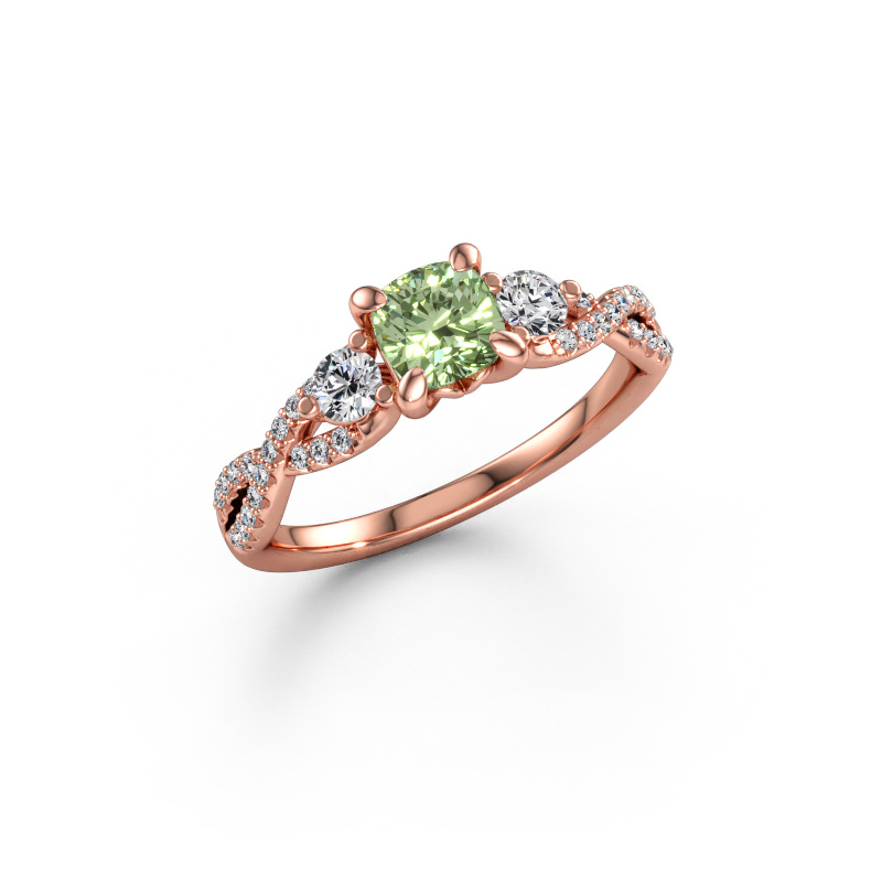 Immagine di Anello di fidanzamento Marilou CUS 585 oro rosa Diamante lab grown verde 5 mm