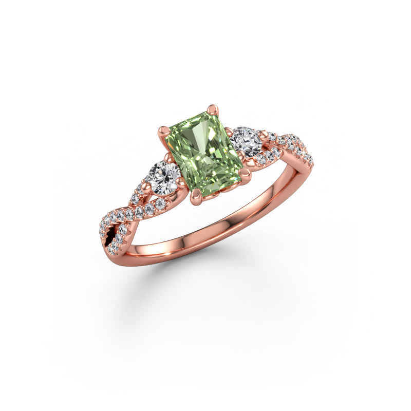 Immagine di Anello di fidanzamento Marilou RAD 585 oro rosa Diamante lab grown verde 7x5 mm