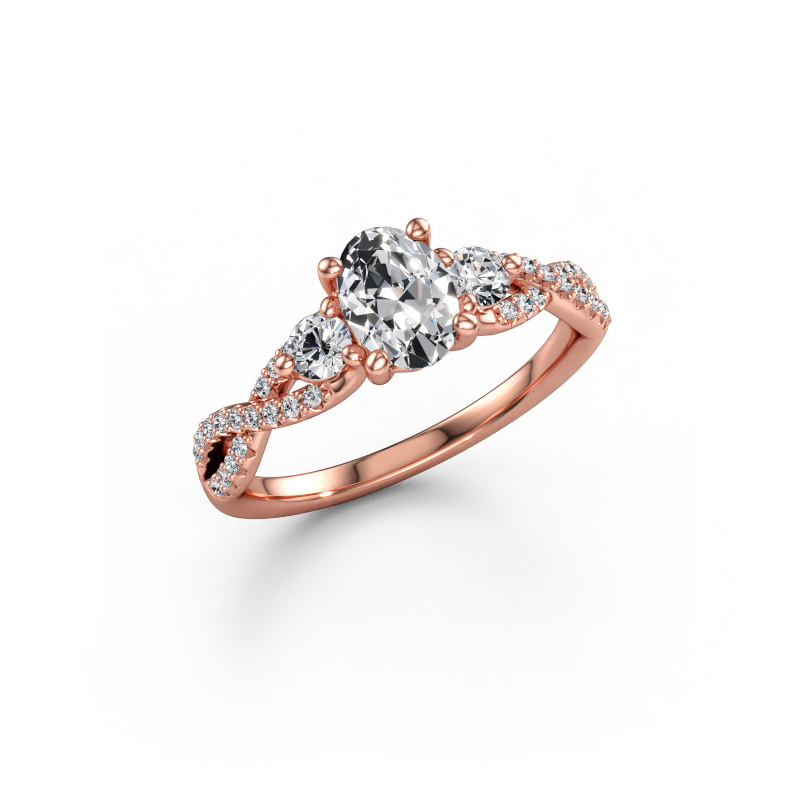 Immagine di Anello di fidanzamento Marilou OVL 585 oro rosa Diamante lab grown 1.060 crt