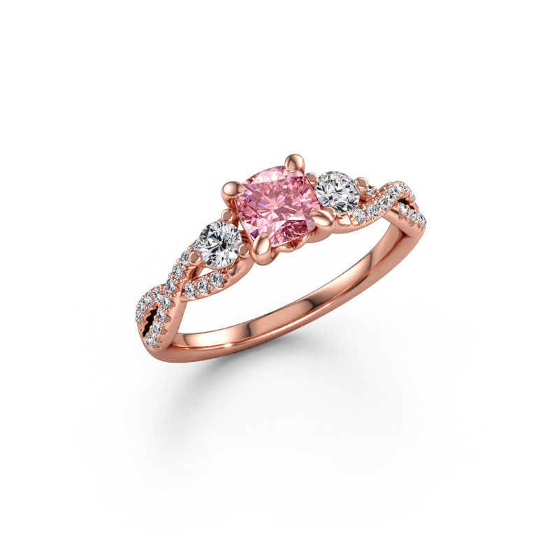 Image of Engagement ring Marilou CUS 585 rose gold Pink lab grown diamond 5 mm
