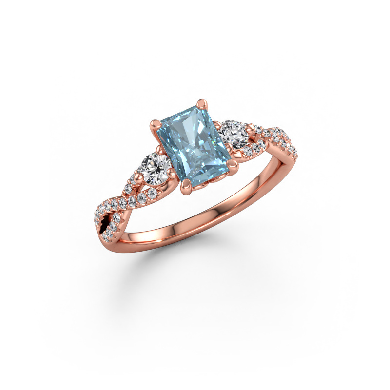 Bild av Förlovningsring Marilou RAD 585 roséguld Blå labbodlad diamant 7x5 mm