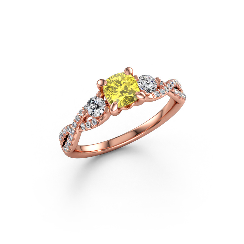 Immagine di Anello di fidanzamento Marilou CUS 585 oro rosa Diamante lab grown giallo 5 mm