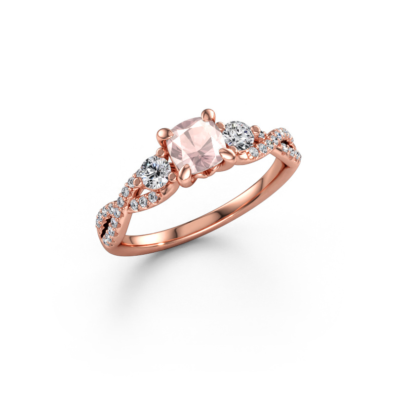 Immagine di Anello di fidanzamento Marilou CUS 585 oro rosa Morganite champagne 5 mm