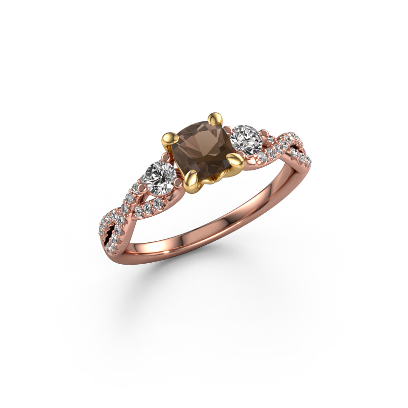 Image of Engagement ring Marilou CUS 585 rose gold Smokey quartz 5 mm