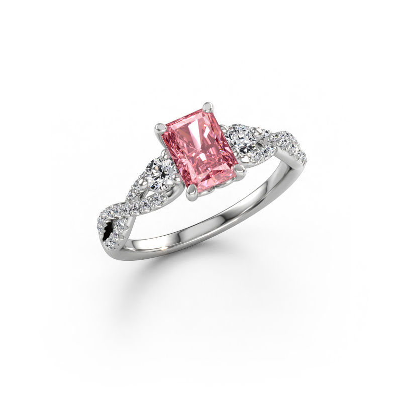 Immagine di Anello di fidanzamento Marilou RAD 950 platino Diamante lab grown rosa 7x5 mm
