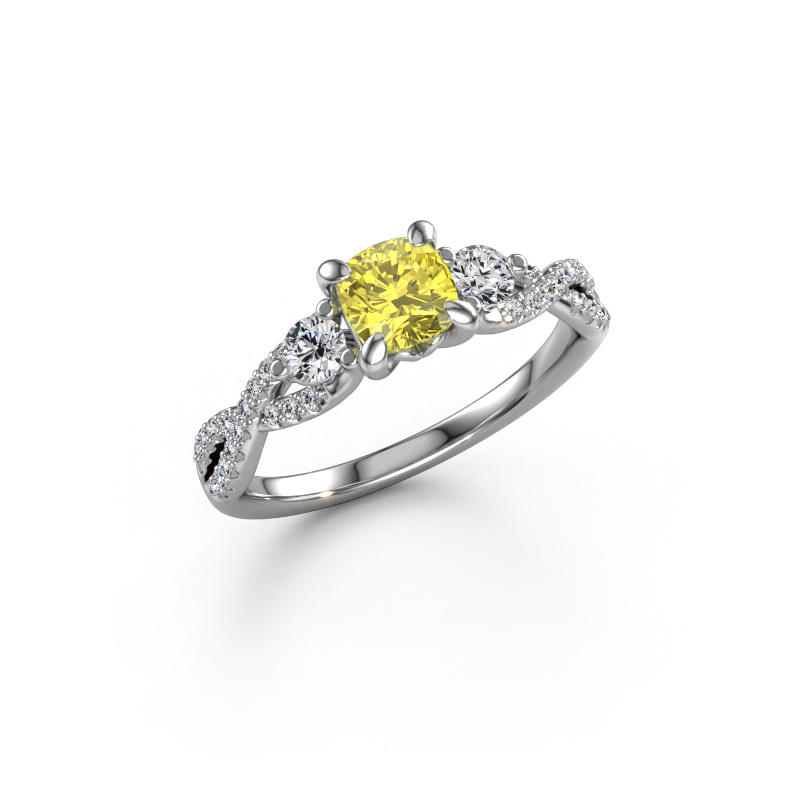 Image of Engagement ring Marilou CUS 950 platinum Yellow lab grown diamond 5 mm