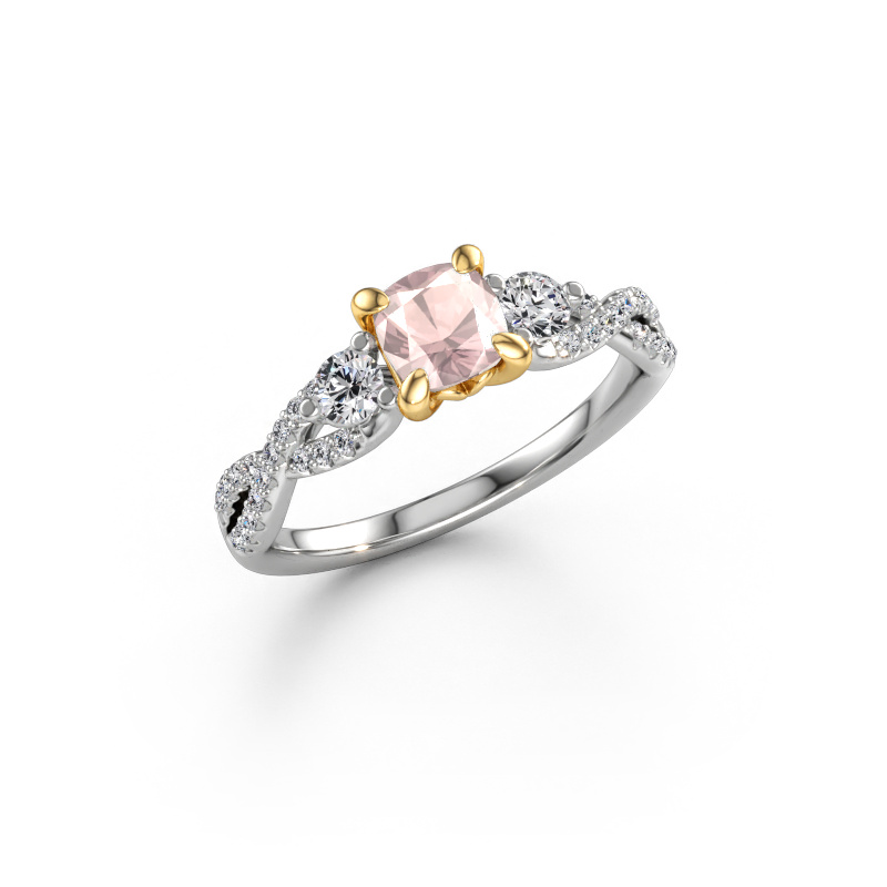 Afbeelding van Verlovingsring Marilou CUS 585 witgoud Morganiet champagne 5 mm