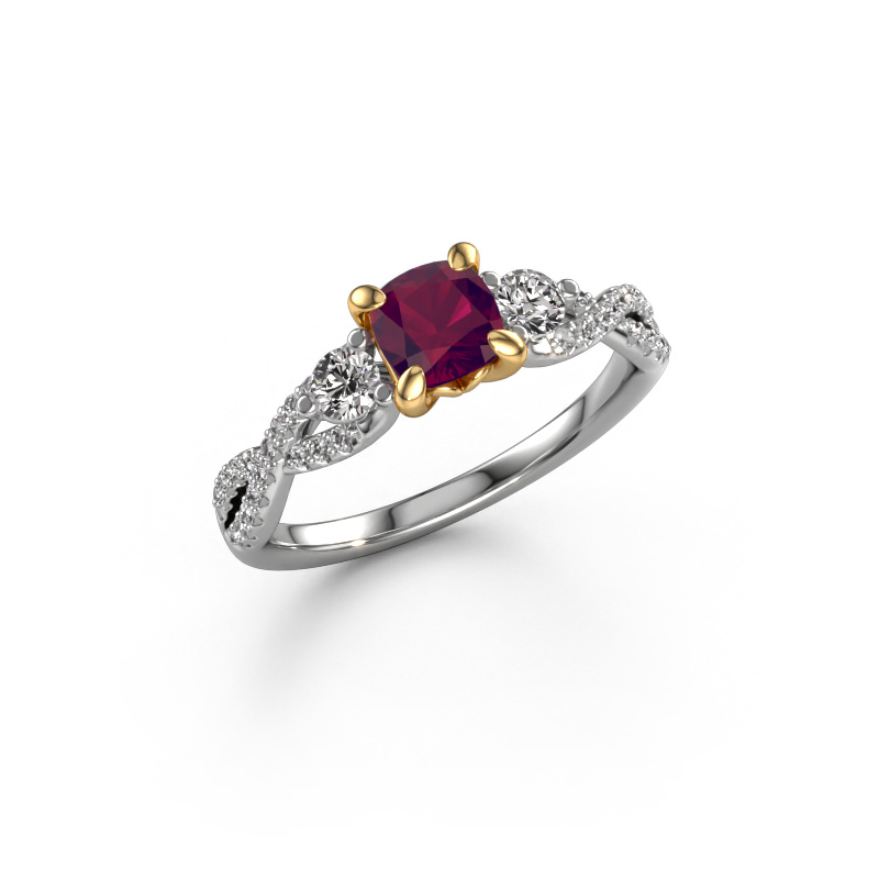 Image of Engagement ring Marilou CUS 585 white gold Rhodolite 5 mm