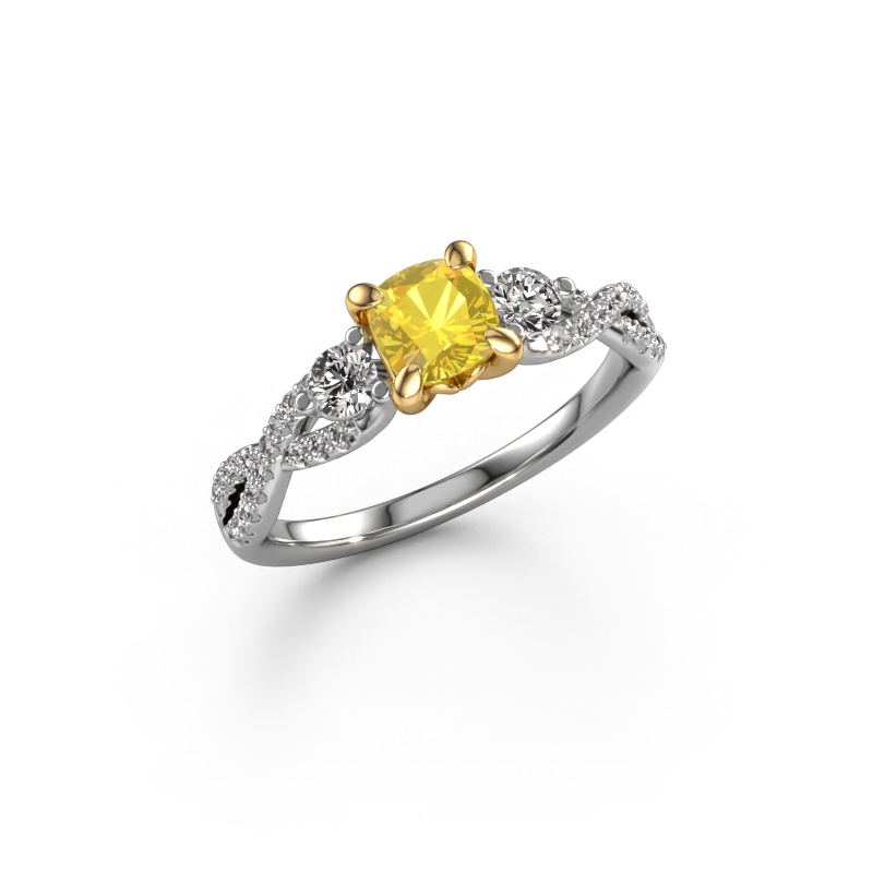 Image of Engagement ring Marilou CUS 585 white gold Yellow sapphire 5 mm