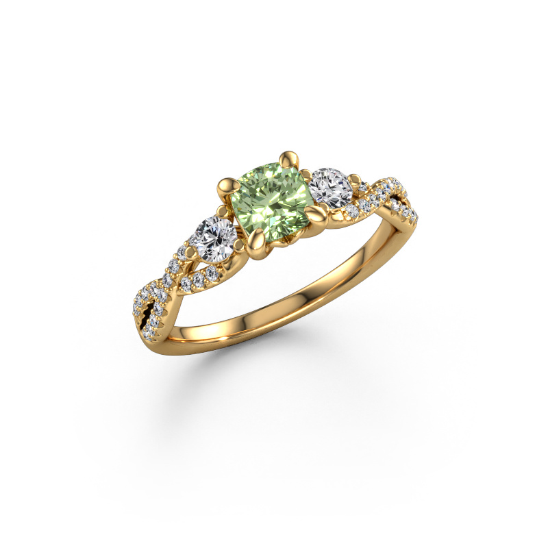 Image of Engagement ring Marilou CUS 585 gold Green lab grown diamond 5 mm