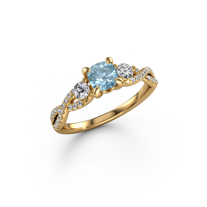 Image of Engagement ring Marilou CUS 585 gold Blue lab grown diamond 5 mm