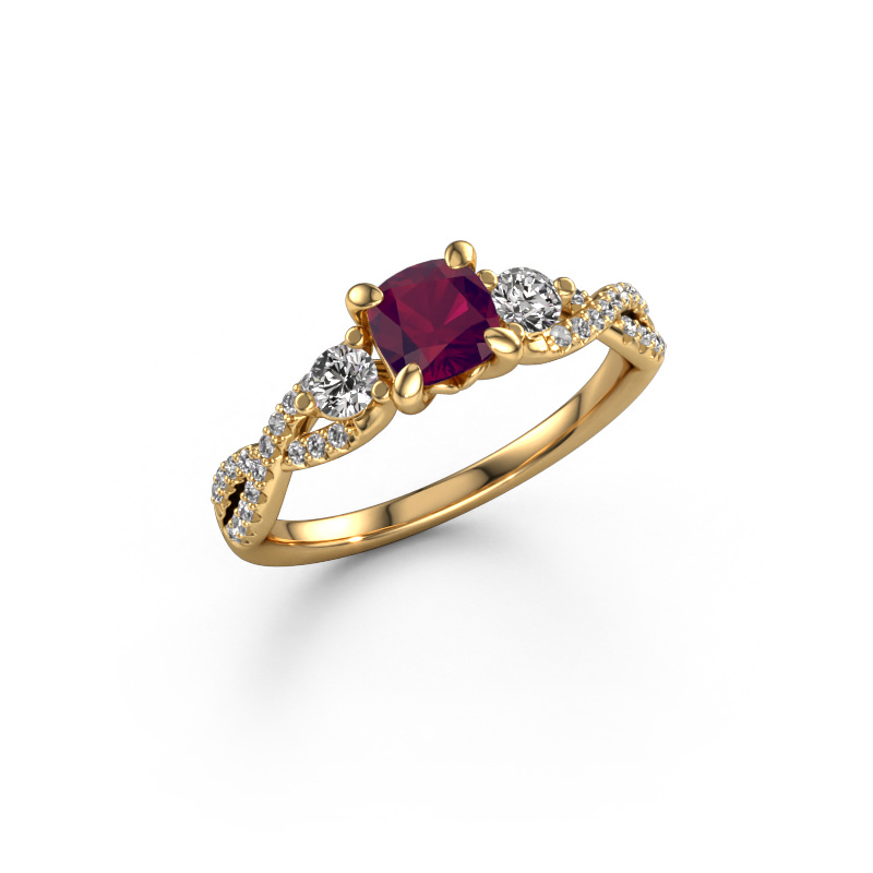 Image de Bague de fiançailles Marilou CUS 585 or jaune Rhodolite 5 mm