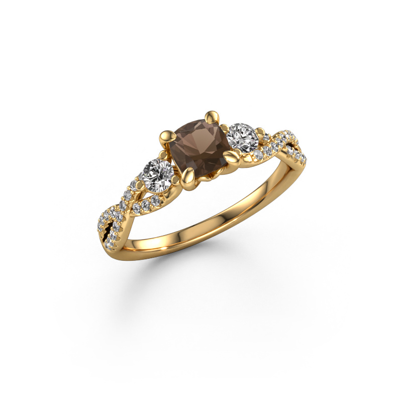Image of Engagement ring Marilou CUS 585 gold Smokey quartz 5 mm