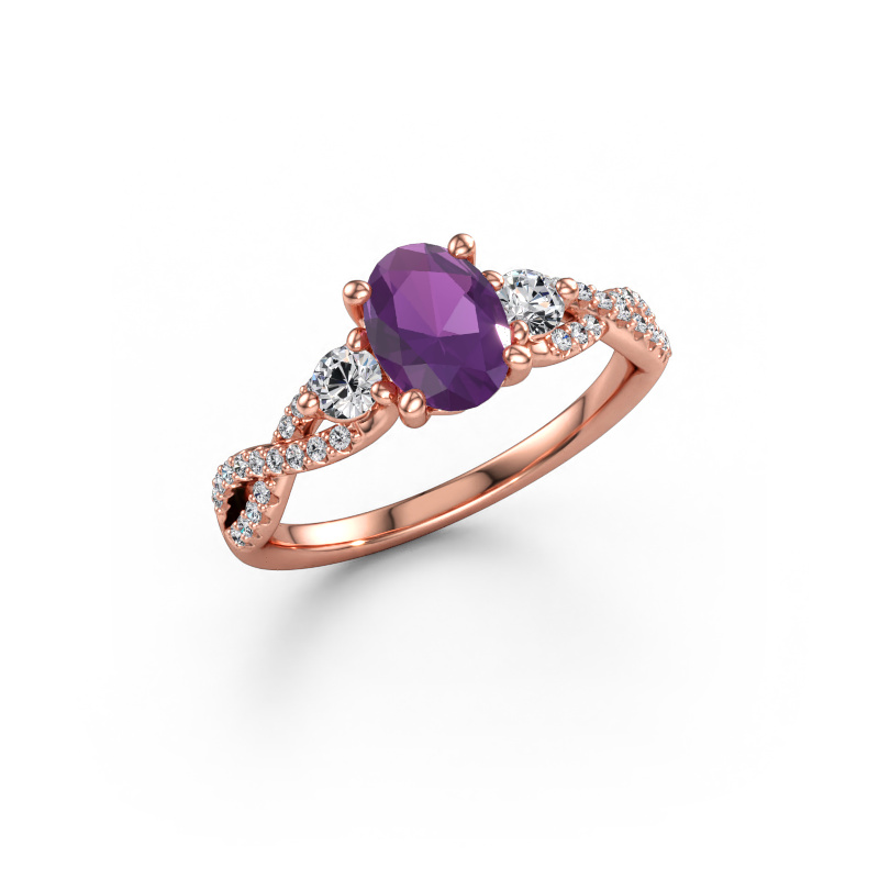 Bild av Förlovningsring Marilou OVL 585 roséguld Ametist 7,5x5,5 mm