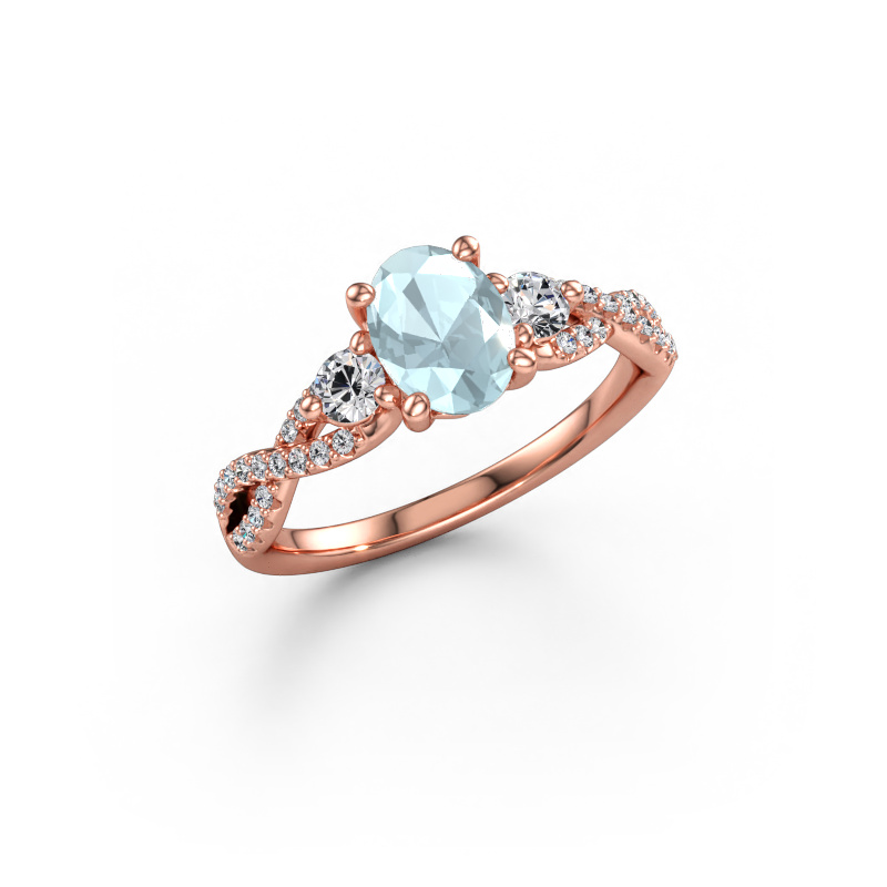 Immagine di Anello di fidanzamento Marilou OVL 585 oro rosa Acquamarina 7,5x5,5 mm